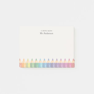 Personalized Teacher's Name Colorful Pencils Post-it Notes