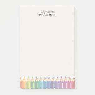 Personalized Teacher's Name Colorful Pencils Post-it Notes