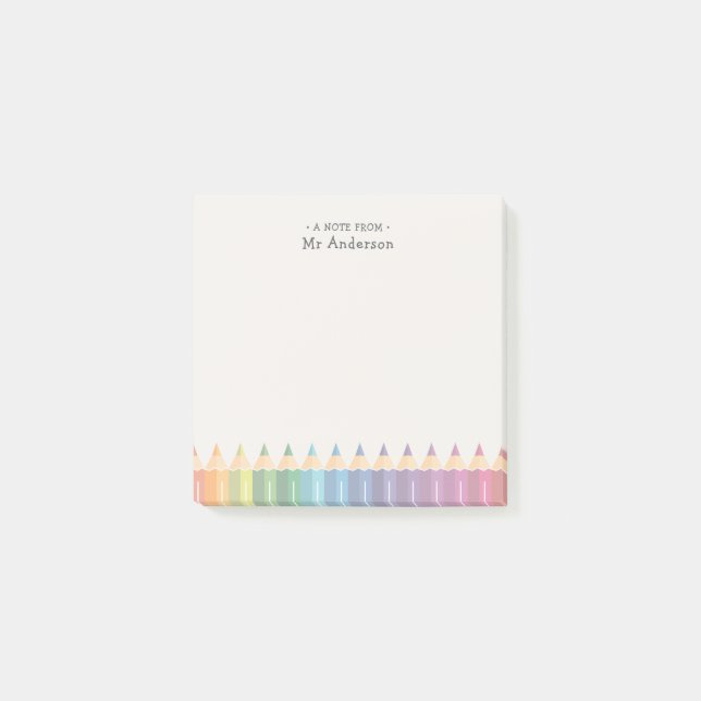 Personalized Teacher's Name Colourful Pencils Post-it Notes (Front)