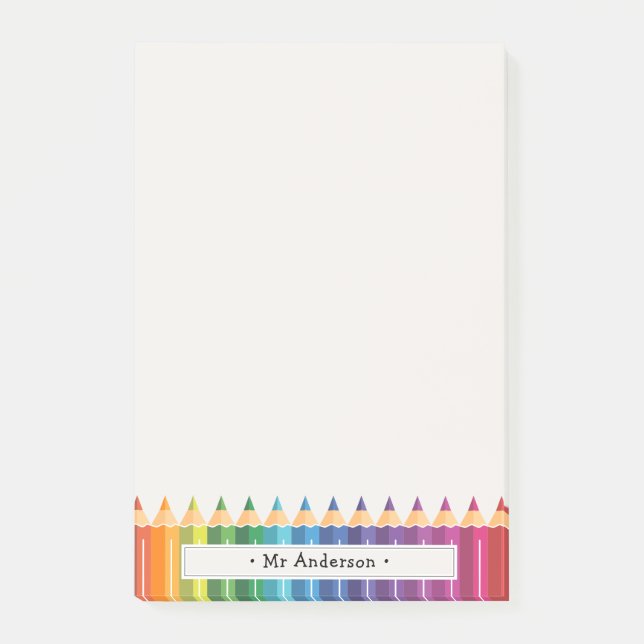 Personalized Teacher's Name Colourful Pencils Post-it Notes (Front)