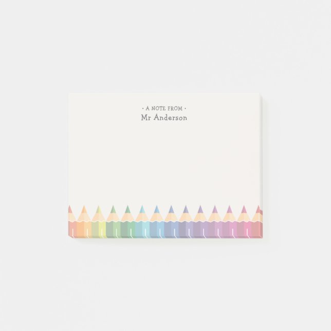 Personalized Teacher's Name Colourful Pencils Post-it Notes (Front)