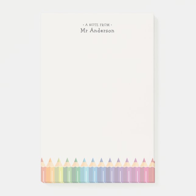 Personalized Teacher's Name Colourful Pencils Post-it Notes (Front)