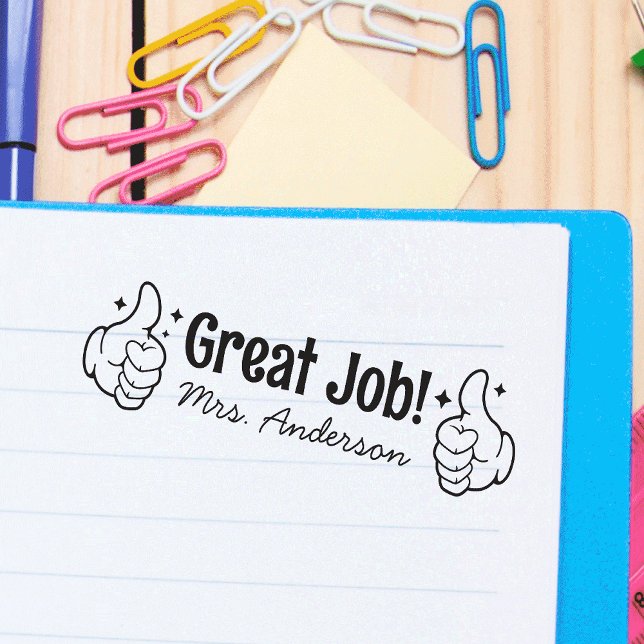 Personalized Teacher's Name Great Job Thumbs Up  Self-inking Stamp (Creator Uploaded)