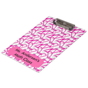 Personalized Teachers Pink Math Tools Clipboard