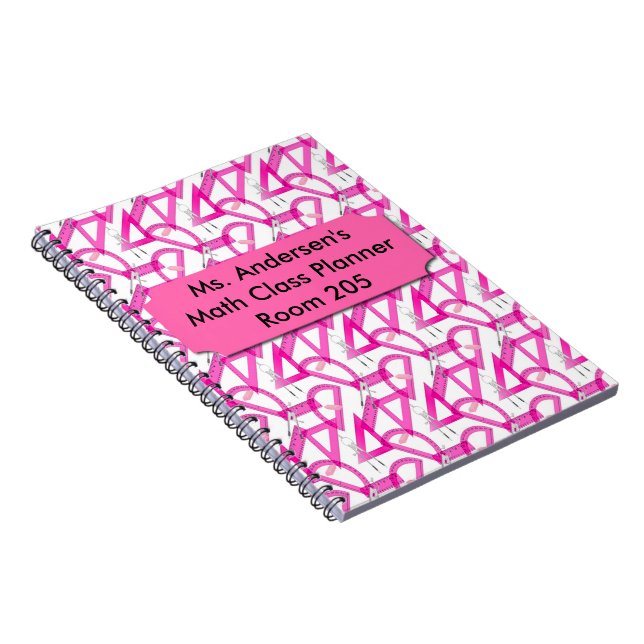 Personalized Teachers Pink Math Tools Notebook (Right Side)
