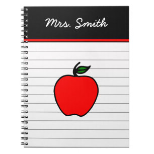 Personalized Teacher's Red Apple Notebook Gift