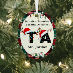 Personalized Teaching Assistant Christmas Metal Ornament