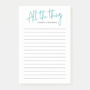 Personalized Teal All the Things to do list Post-it Notes