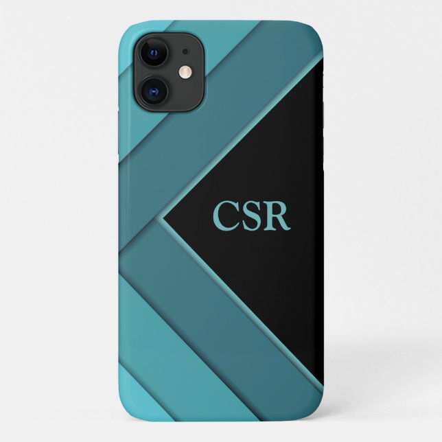 Personalized Teal and Black Case-Mate iPhone Case (Back)