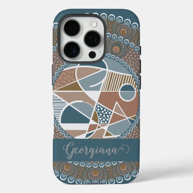 Personalized Teal and Gold Abstract Accent Mandala Case-Mate iPhone Case (Back)