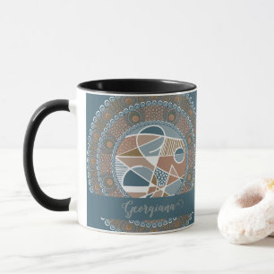 Personalized Teal and Gold Abstract Accent Mandala Mug
