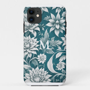 Personalized Teal and White Botanical iPhone 11 Case
