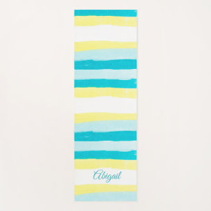Personalized Teal and Yellow Yoga Mat