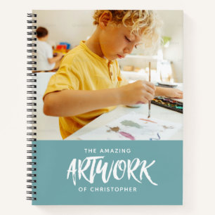 Personalized Teal Artist Photo Sketchbook Notebook