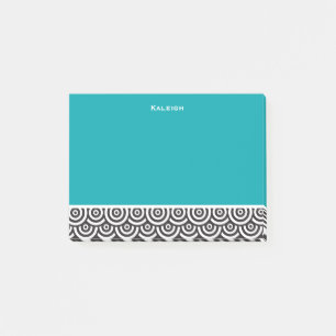 Personalized Teal Black and White Retro Post-it Notes