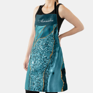Personalized Teal Blue Agate Apron