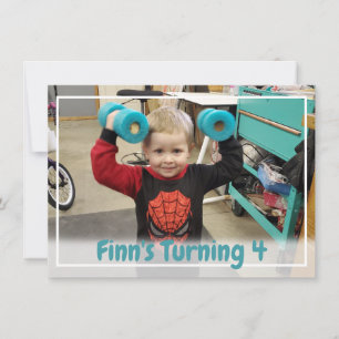 Personalized Teal Blue Boy's Photo Birthday  Invitation