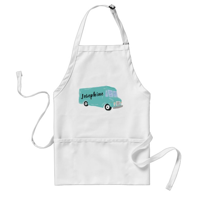 Personalized Teal Blue Food Truck Standard Apron (Front)