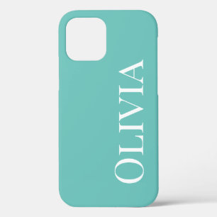 Personalized Teal Blue Green Modern Typography iPhone 12 Pro Case