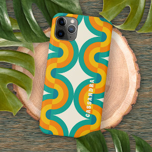 Personalized Teal Blue Green Orange Midcentury Art iPhone 11 Pro Max Case