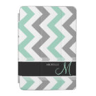 Personalized Teal blue, grey and white Chevrons