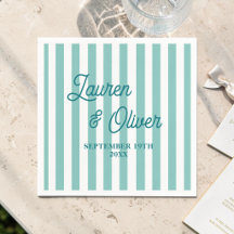 Personalized Teal Blue Wedding Engagements Striped