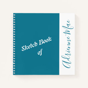 Personalized Teal Blue & White Sketch Book
