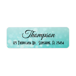 Personalized Teal Bokeh  Return Address Labels
