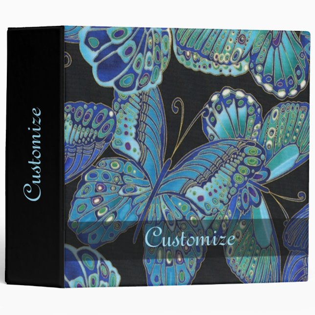 Personalized Teal Butterfly Keepsake Binder (Front/Spine)