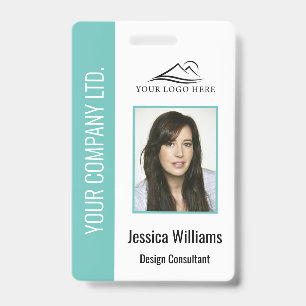 Personalized Teal Corporate Employee Security ID Badge