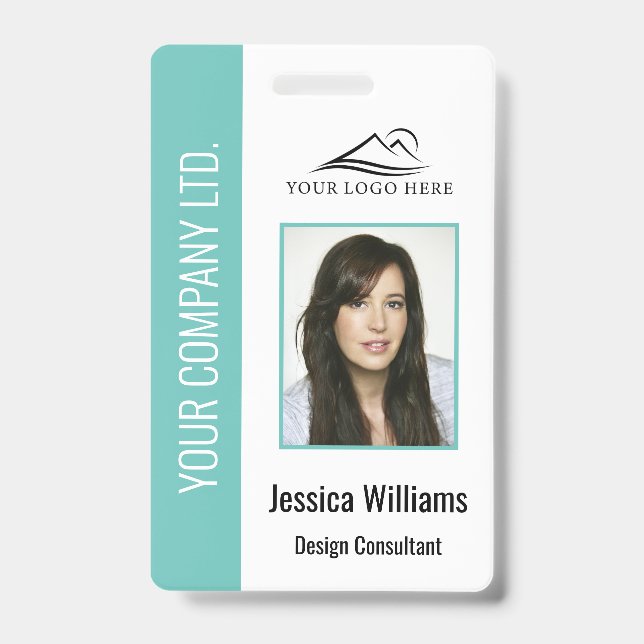 Personalized Teal Corporate Employee Security ID Badge (Front)