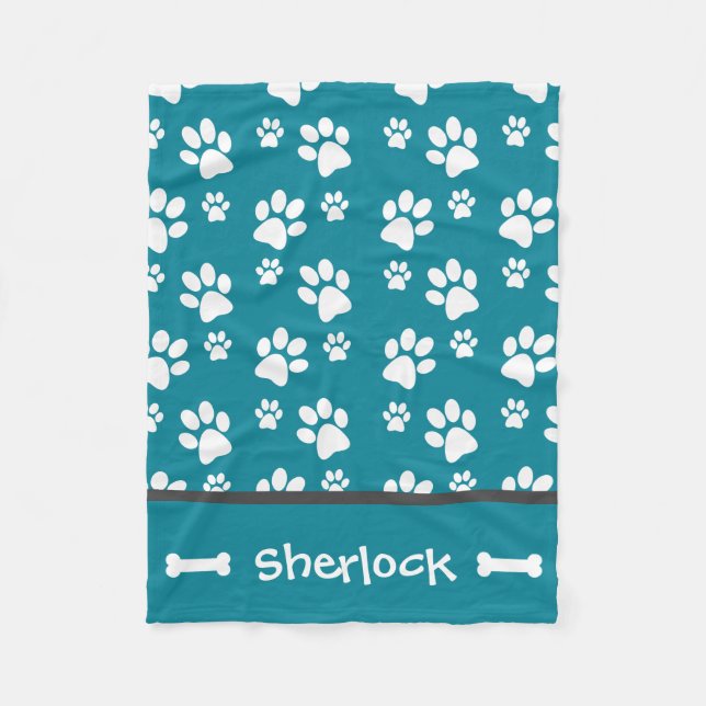 Personalized Teal Dog Blanket Puppy Gift  (Front)