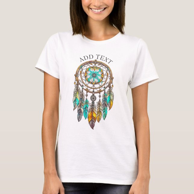 Personalized Teal Dreamcatcher Mystical T-Shirt (Front)