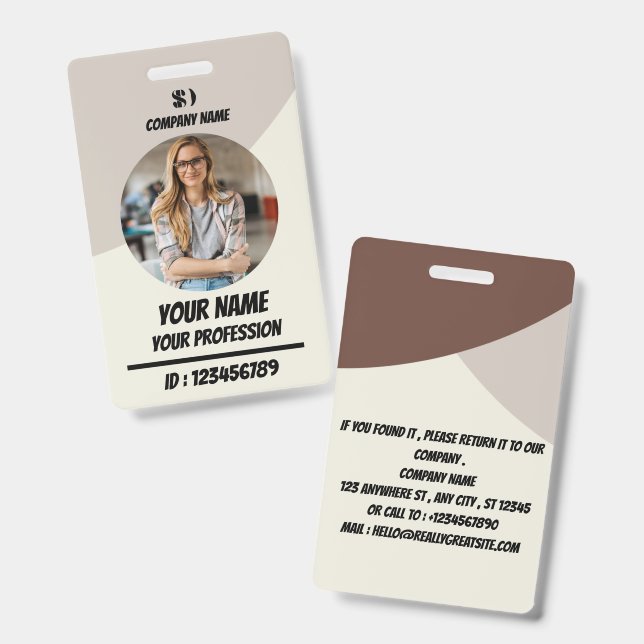 Personalized Teal Employee ID Badge (Front & Back)