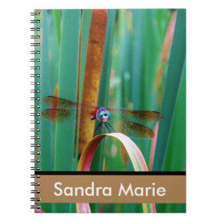 Personalized Teal Eyed Dragonfly cattails Notebook
