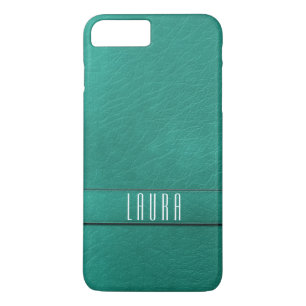 Personalized Teal Faux Leather Phone Case