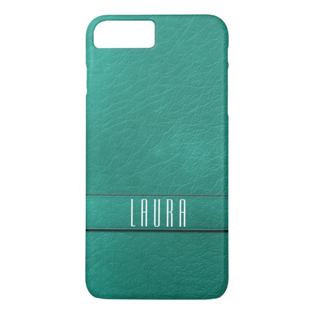 Personalized Teal Faux Leather Phone Case (Back)