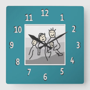 Personalized Teal Framed Photo Square Wall Clock