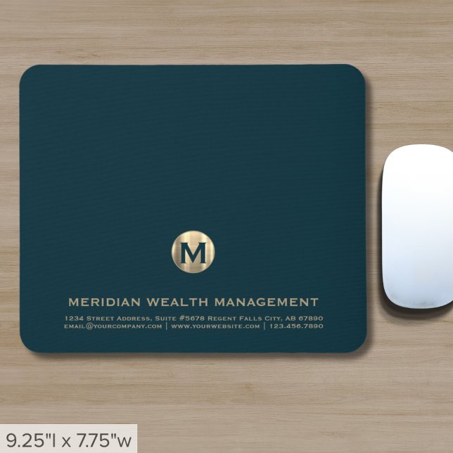 Personalized Teal Gold Business Monogram Mouse Pad (Creator Uploaded)
