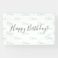 Personalized Teal Green Birthday Name Banner