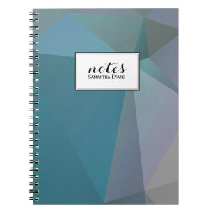 Personalized Teal Grey Geometric Shapes Pattern Notebook