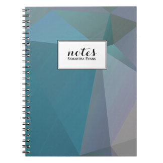 Personalized Teal Grey Geometric Shapes Pattern Notebook