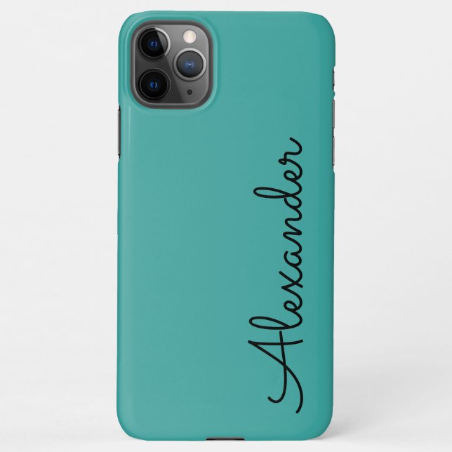 Personalized Teal Handwritten Name BUDGET iPhone Case (Back)