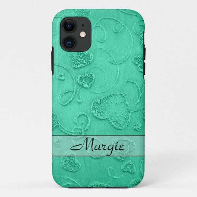 Personalized Teal Heart Designer iPhone 5 Case (Back)