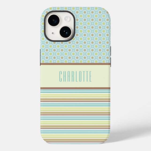 Personalized Teal & Lime Green Pattern Phone Case (Back)