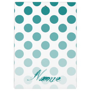 Personalized Teal Ombre Polka Dots Clipboard