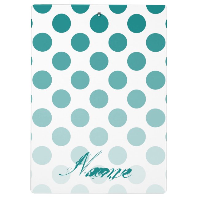 Personalized Teal Ombre Polka Dots Clipboard (Back)