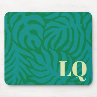 Personalized Teal Palm Leaf Pattern Mouse Pad