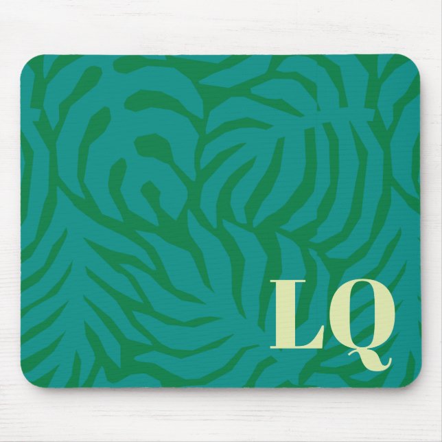 Personalized Teal Palm Leaf Pattern Mouse Pad (Front)
