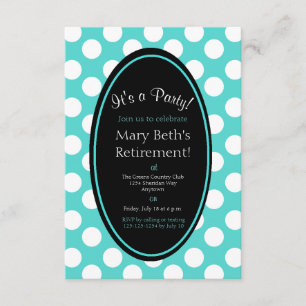 Personalized Teal Polka Dot Party Invitation